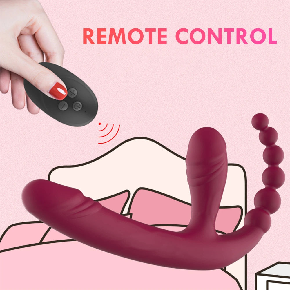 Mushroom Double-Headed Vibrator | Strapless | Remote Control | Anal Tease