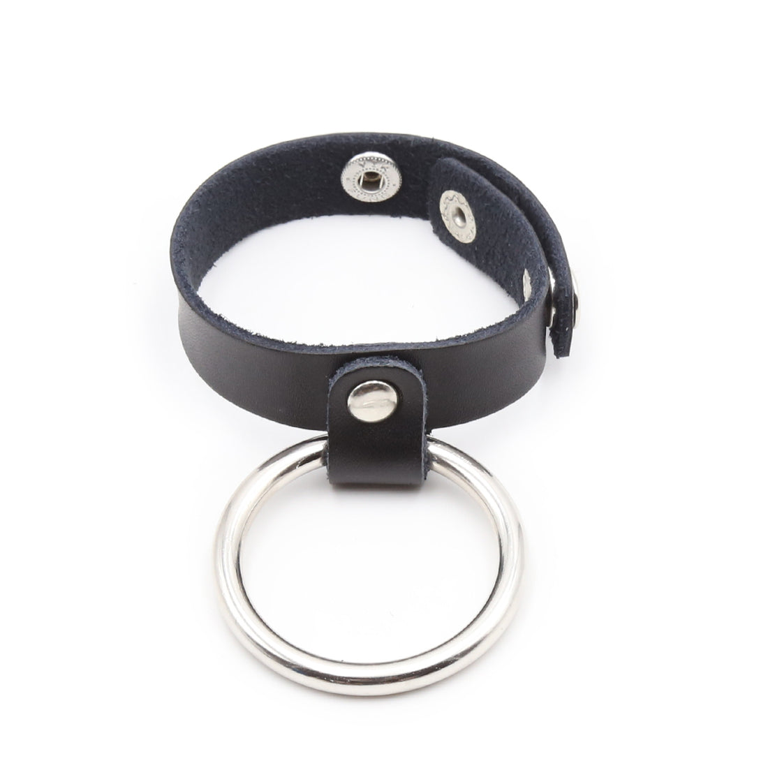 Come Closer Chrome Cock Ring & Leather Squeeze Ball | Adjustable