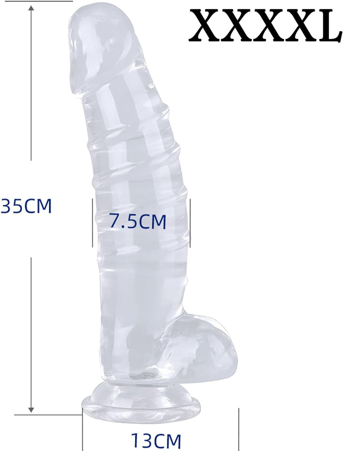 Come Closer Clear Thick XXXXL Dildo 13.7" | Suction Cup | Flexible | Free Satin Bag