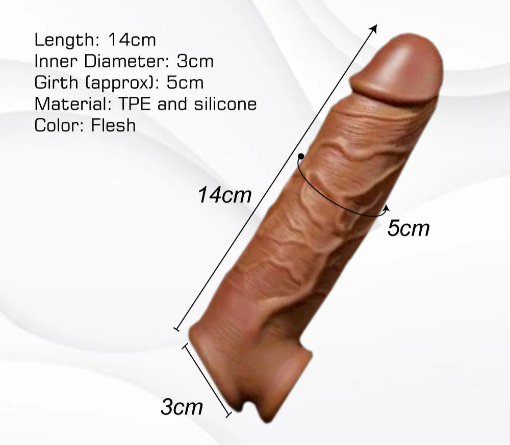 Rimba 5" Reinforcing Penis Extender With Ball Armour Strap | Flesh | Stretchy