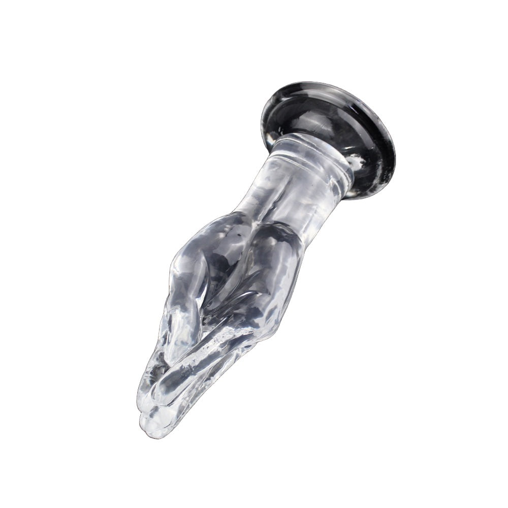 Come Closer Large Clear Hand Butt Plug | Suction Cup | Flexible | Free Satin Bag