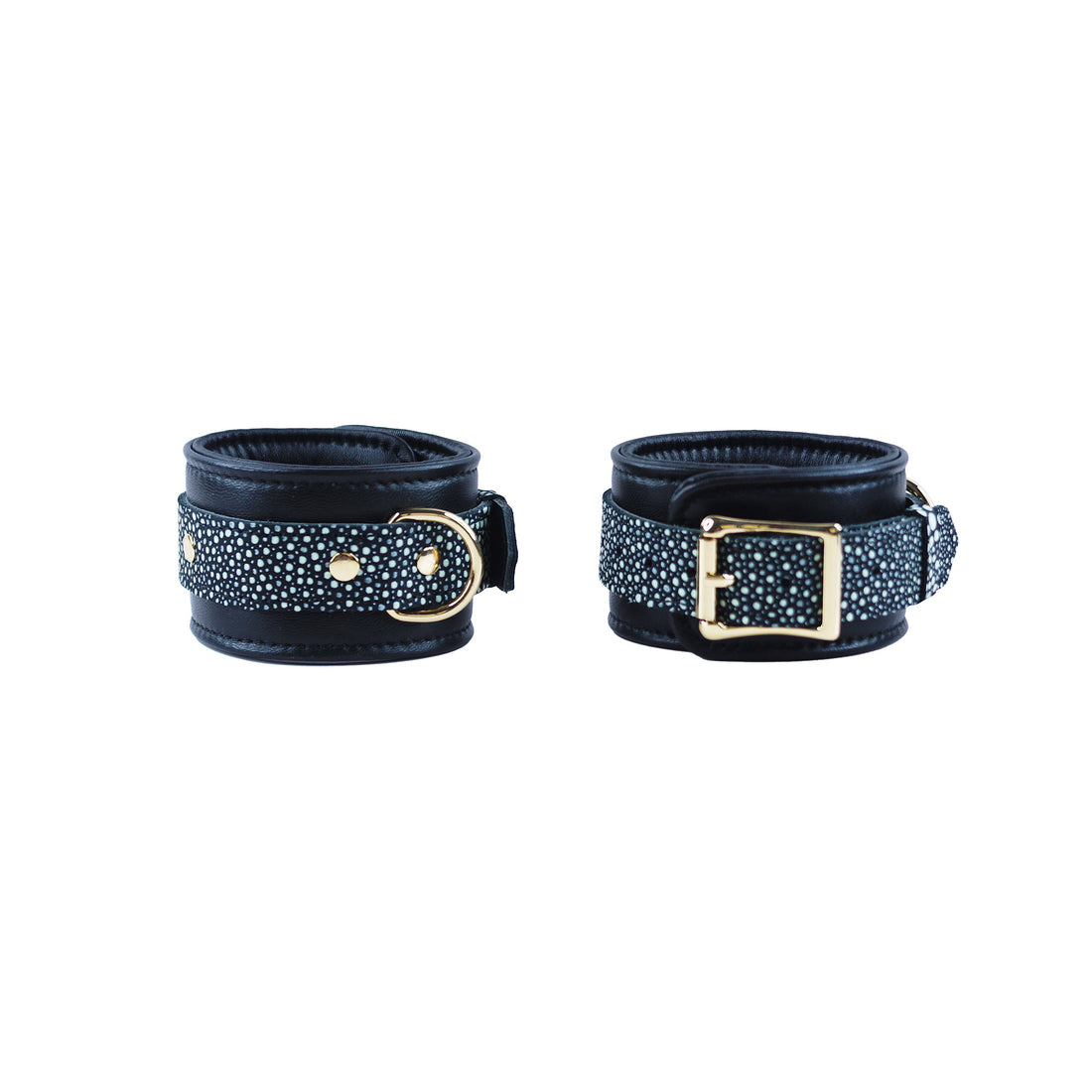 Mystim Lux 6 Piece Organic Leather Bondage Set | Wrist | Ankles | Collar | Chain