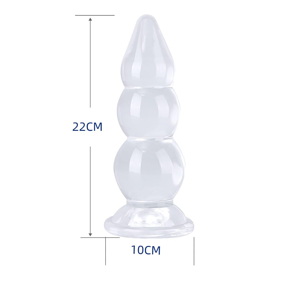 8.6" Clear Butt Plug With Suction Cup | Unisex | Silicone | Free Satin Bag