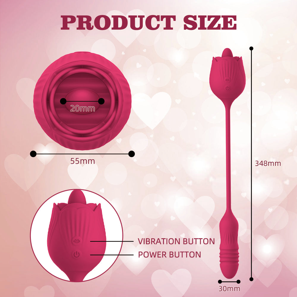 Come Closer Silent Rose Vibrator | Tongue | Thrusting | Vibration | USB