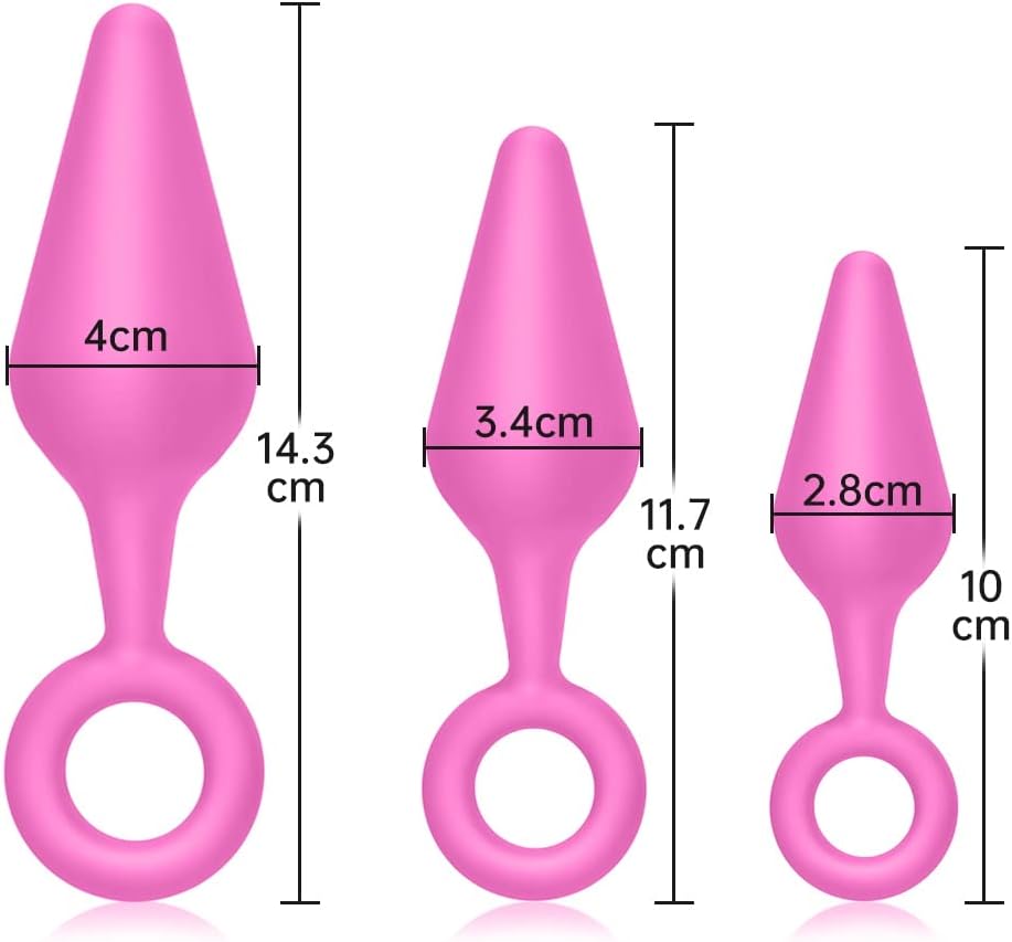 Butt Plug Unisex Set | S\M\L |  Conical Prostate Massage | Silicone | Pink