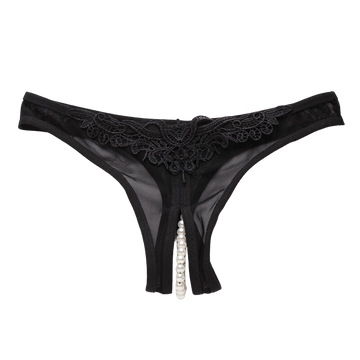 Erotic Lace G Thong | Open Crotch | Pearl Detail