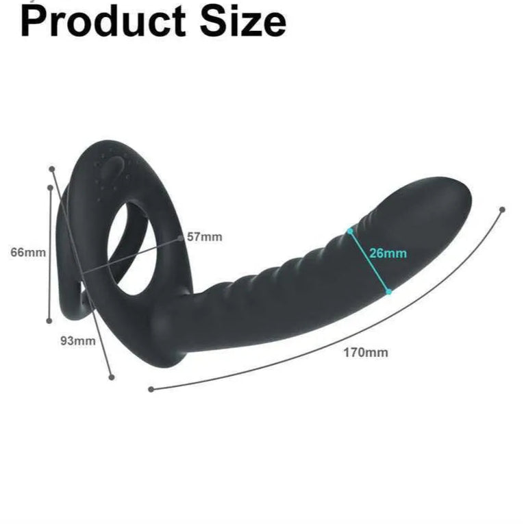 Tandem Thrill | Double Cock Ring |  6.5" Vibrating Dildo | USB