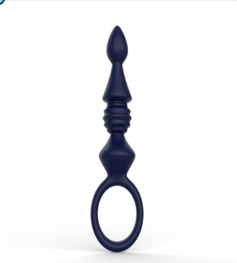 Andoni 3D Silicone Bead Anal Plug | Black | With Pull Ring |