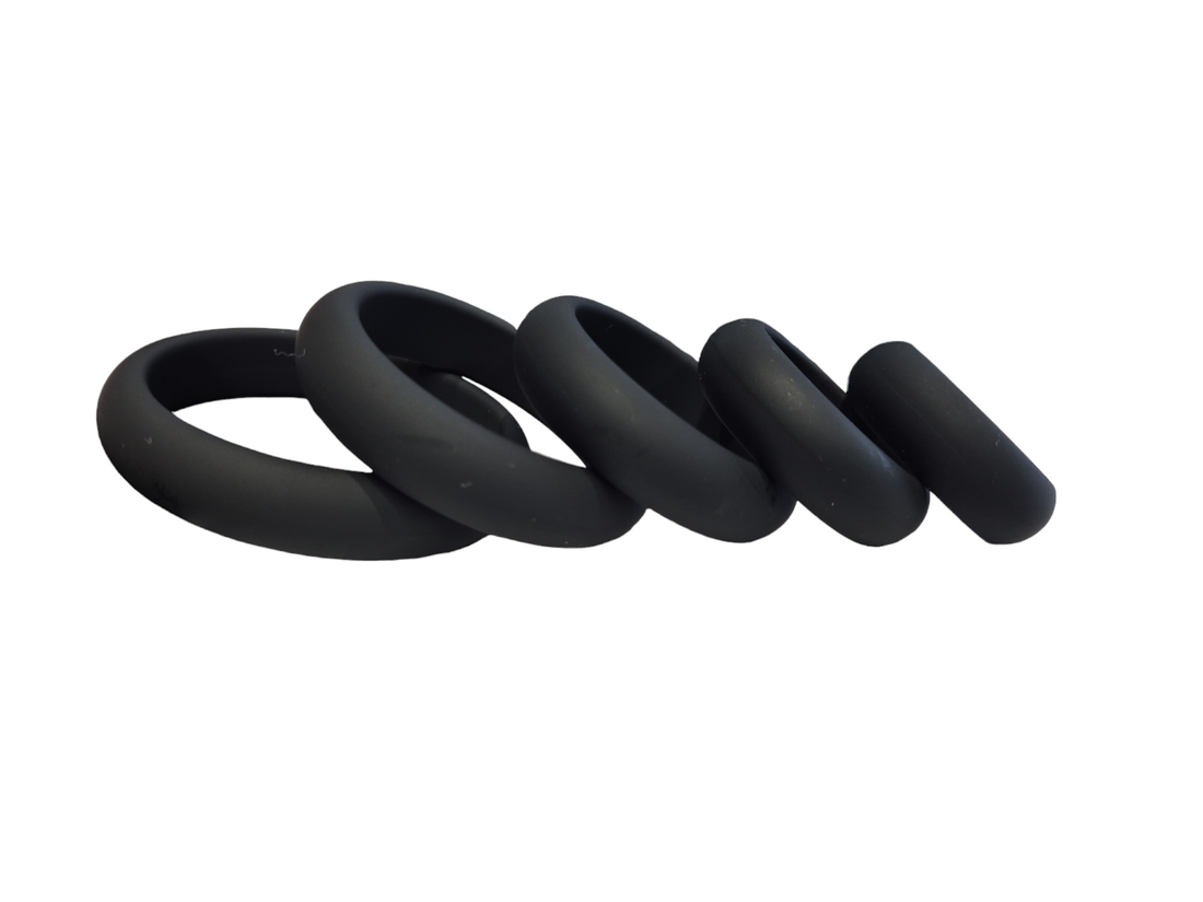 Come Closer 5 | Combo Pack |  Silicone Cock Ring Set | Stretchy | Black