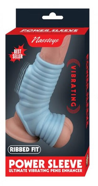 Blue Power Sleeve Ultimate Vibrating Penis Enhancer | Ribbed Fit