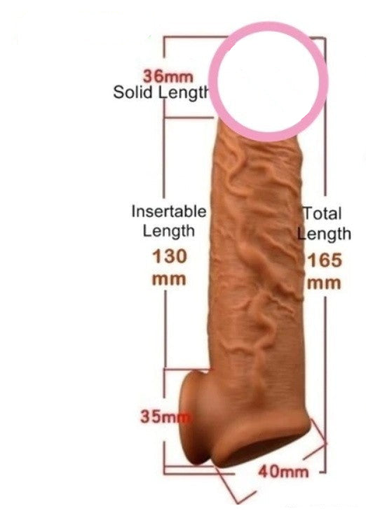 Lifelike Penis Extender With Ball Strap | Flesh | Stretchy