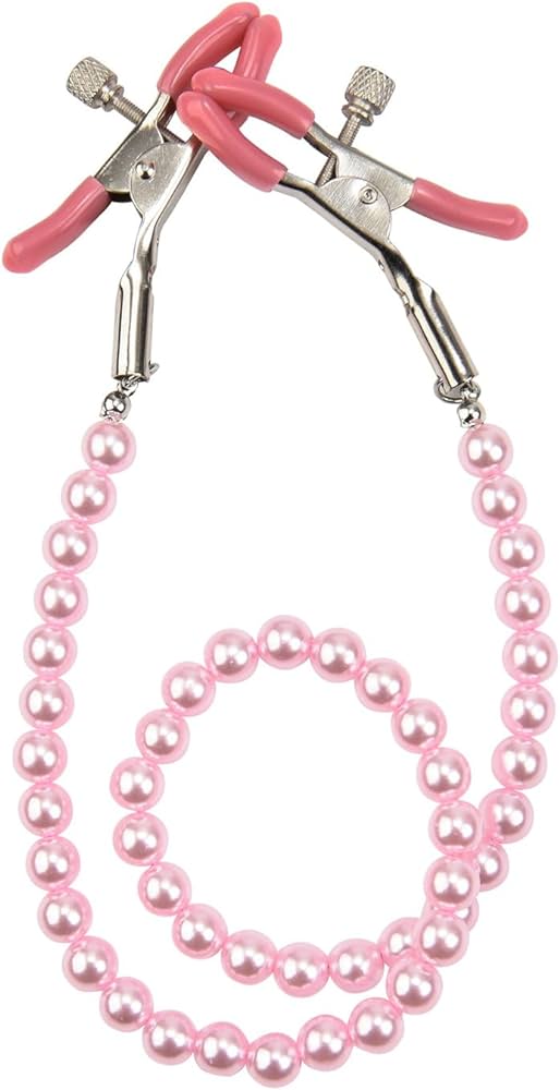 Desire Rose Gold Nipple Chain Clamps | With Pink Pearls | Adjustable