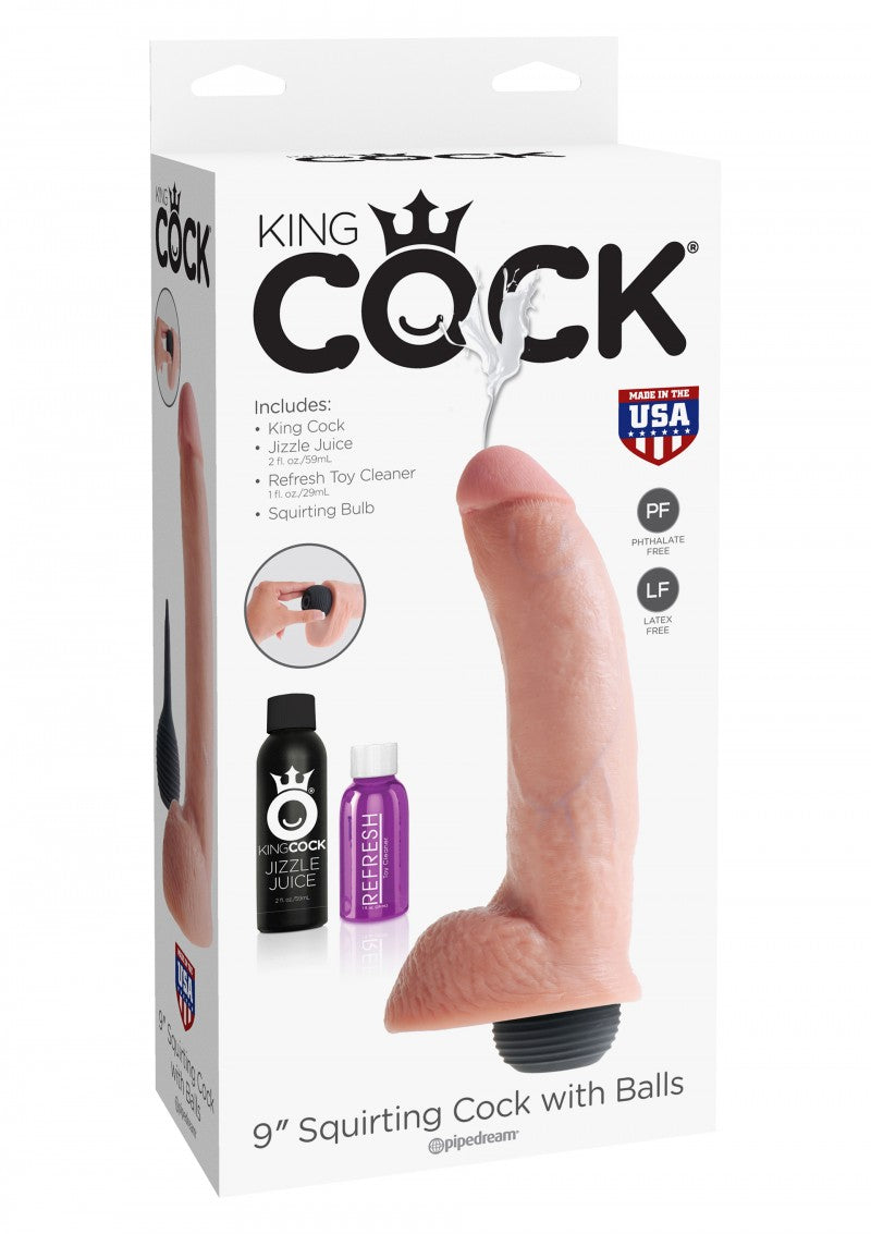King Cock Squirting Cock 9" With Balls | Nude