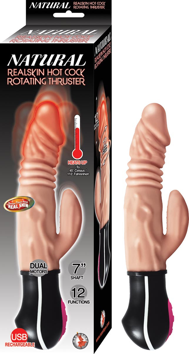 Natural Real Skin Hot Cock | Rotating Thruster 7″ | Rechargeable | Pre-heat | Dual Motors