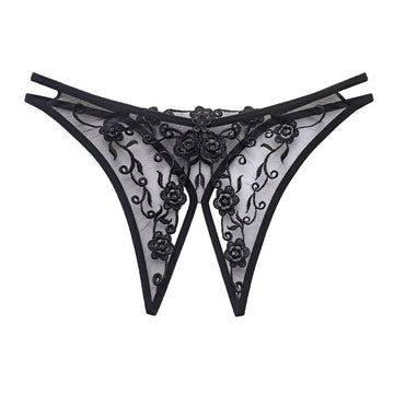 Petite Thong | Crotchless | Embroidery | OS