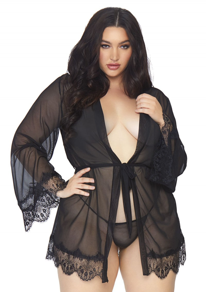 Leg Avenue Tie Robe and Thong | 1X/2X