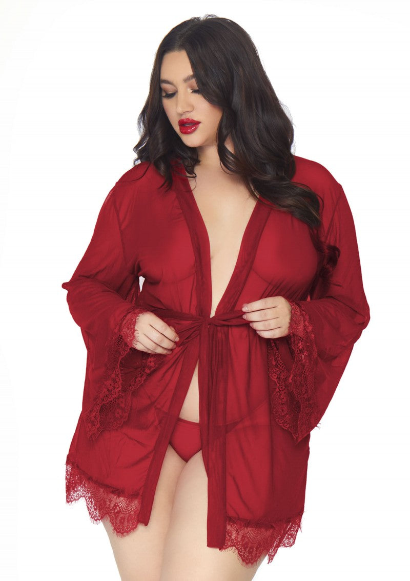 Leg Avenue Tie Robe and Thong | 1X/2X