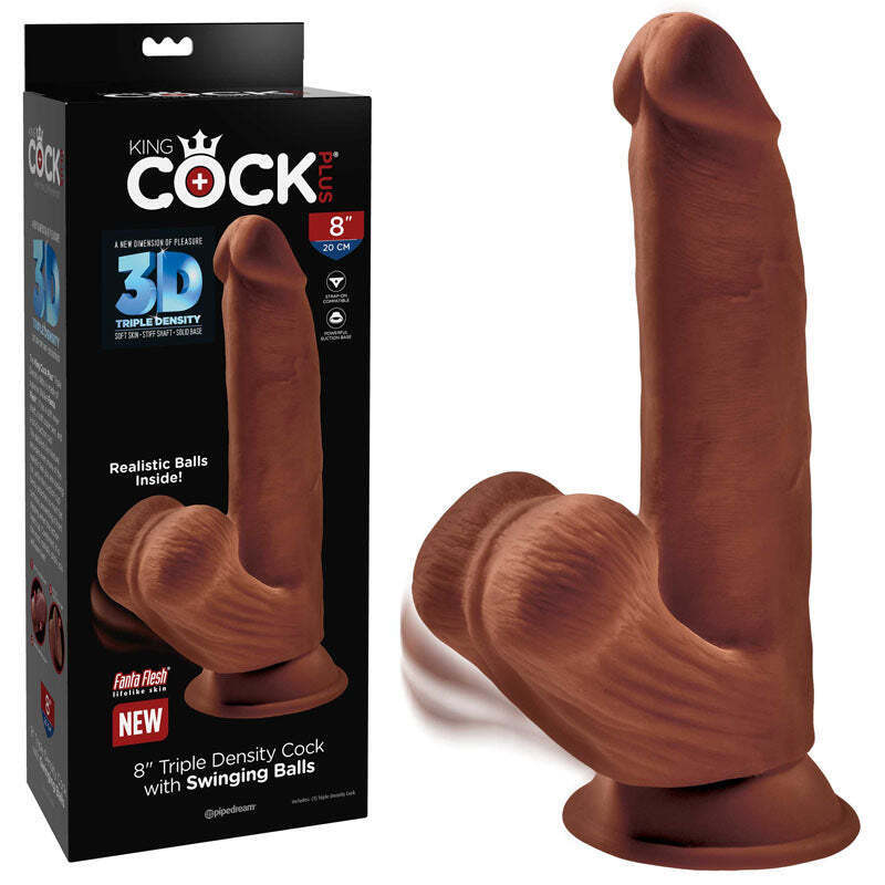 King Cock 3D 8' | Triple Density Cock Swinging Balls | Tan